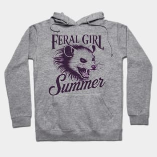 Feral Girl Summer - Opossum Head Tattoo Style Artwork Hoodie